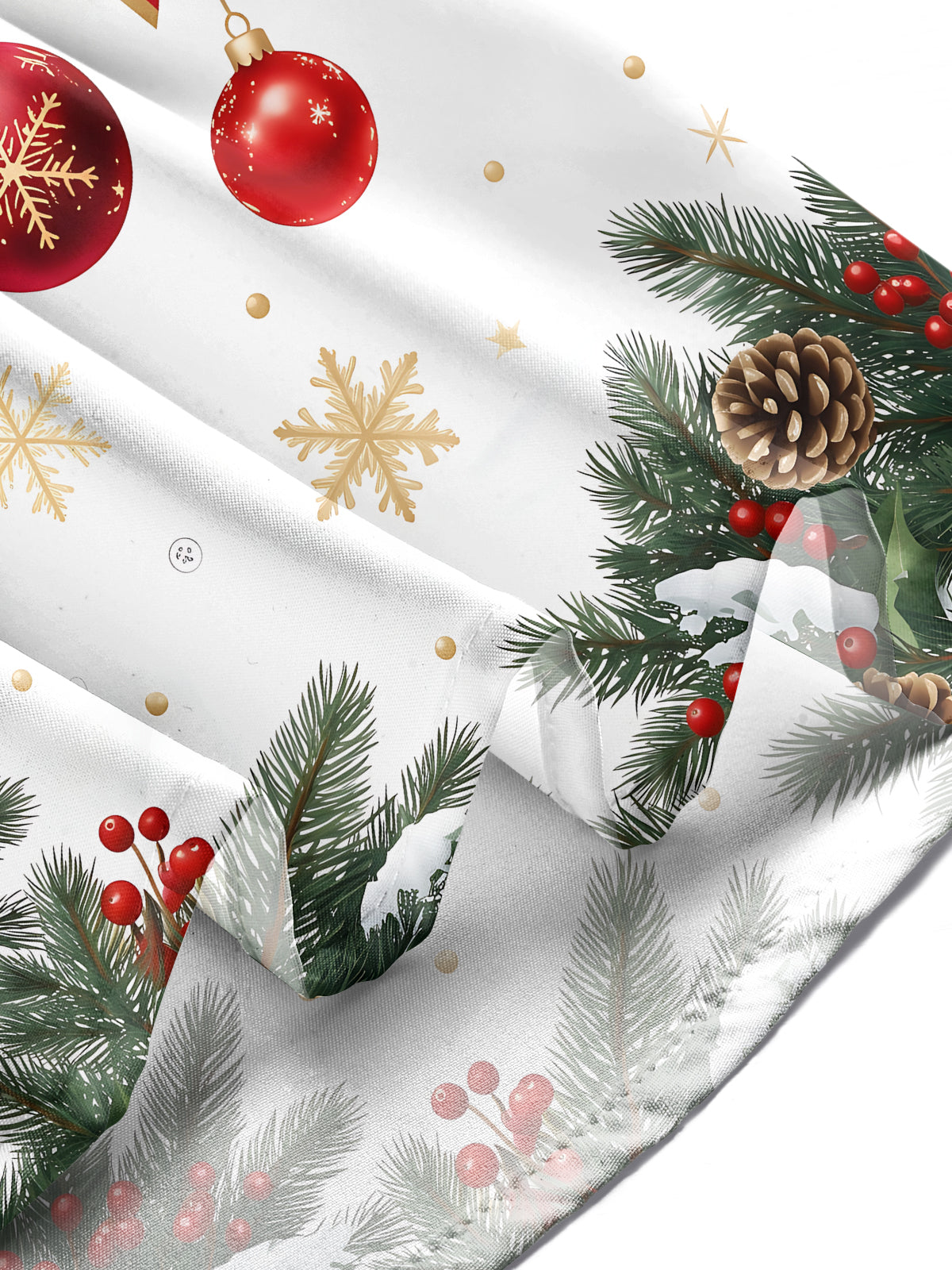 Oceanlyte Men's Long Sleeve Shirt - Christmas Bow And Ornaments With Pine Branches Print with Chest Pocket