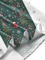 Oceanlyte Men's Striped Christmas Trees And Snowflakes Print Long Sleeve Shirt with Chest Pocket