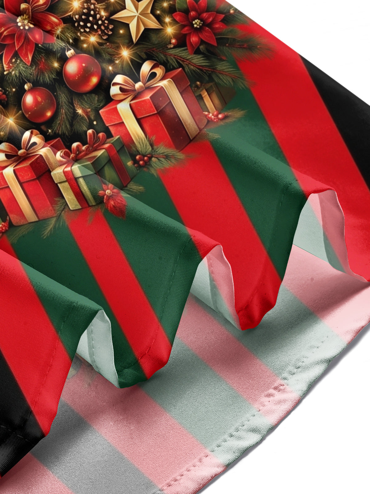 Oceanlyte Men's Christmas Tree With Ornaments And Gifts Print Long Sleeve Shirt with Chest Pocket