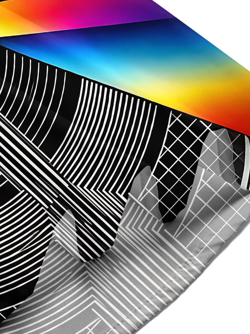 Oceanlyte Men's Geometric Rainbow Hexagon And Stripes Print Short Sleeve Shirt with Chest Pocket