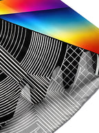 Oceanlyte Men's Geometric Rainbow Hexagon And Stripes Print Short Sleeve Shirt with Chest Pocket