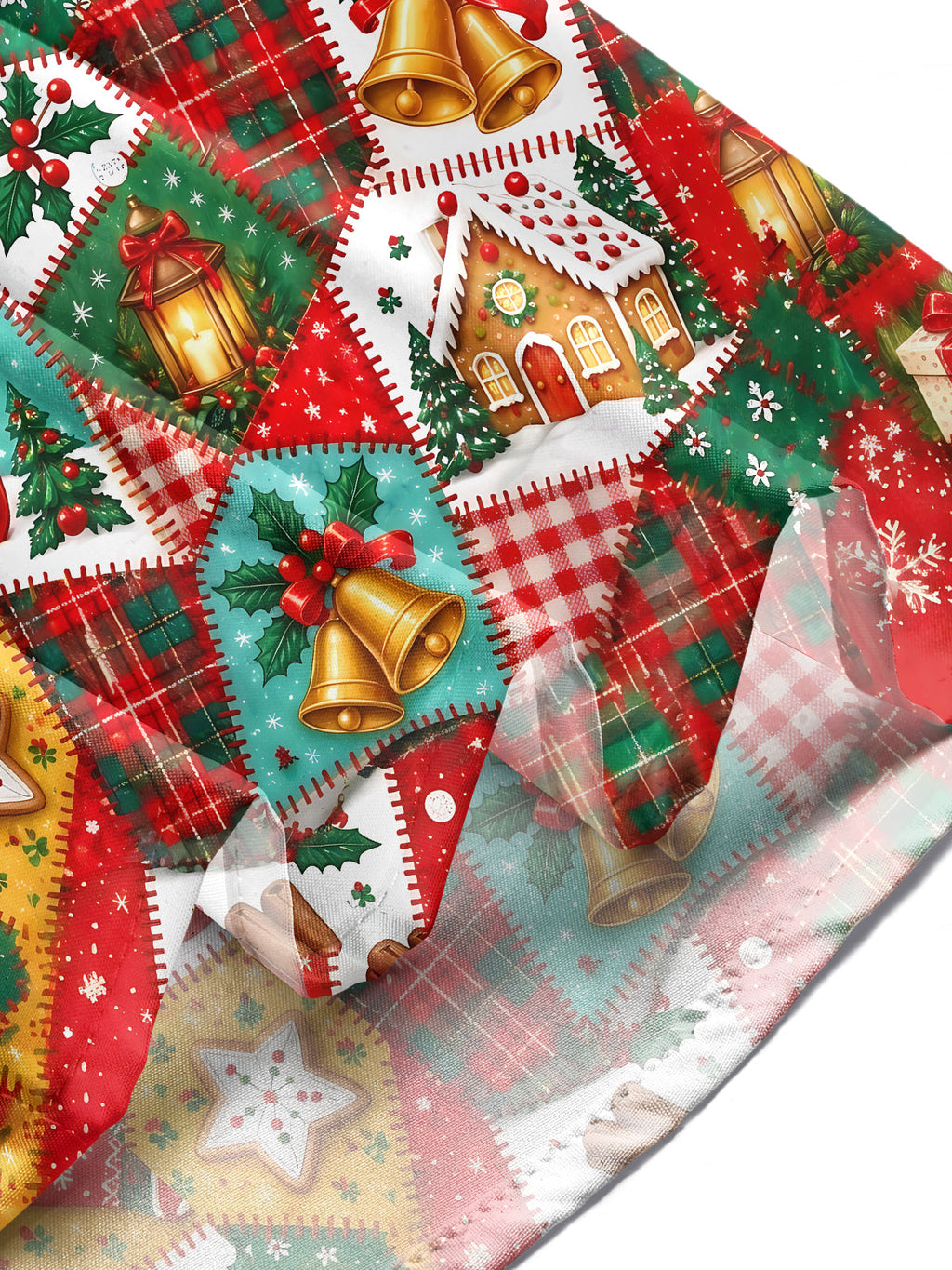 Oceanlyte Men's Graphic Christmas Patchwork Motifs Print Long Sleeve Shirt with Chest Pocket