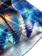 Oceanlyte Men's Long Sleeve Shirt - Sailing Boat On Lake With Aurora Borealis Print with Chest Pocket