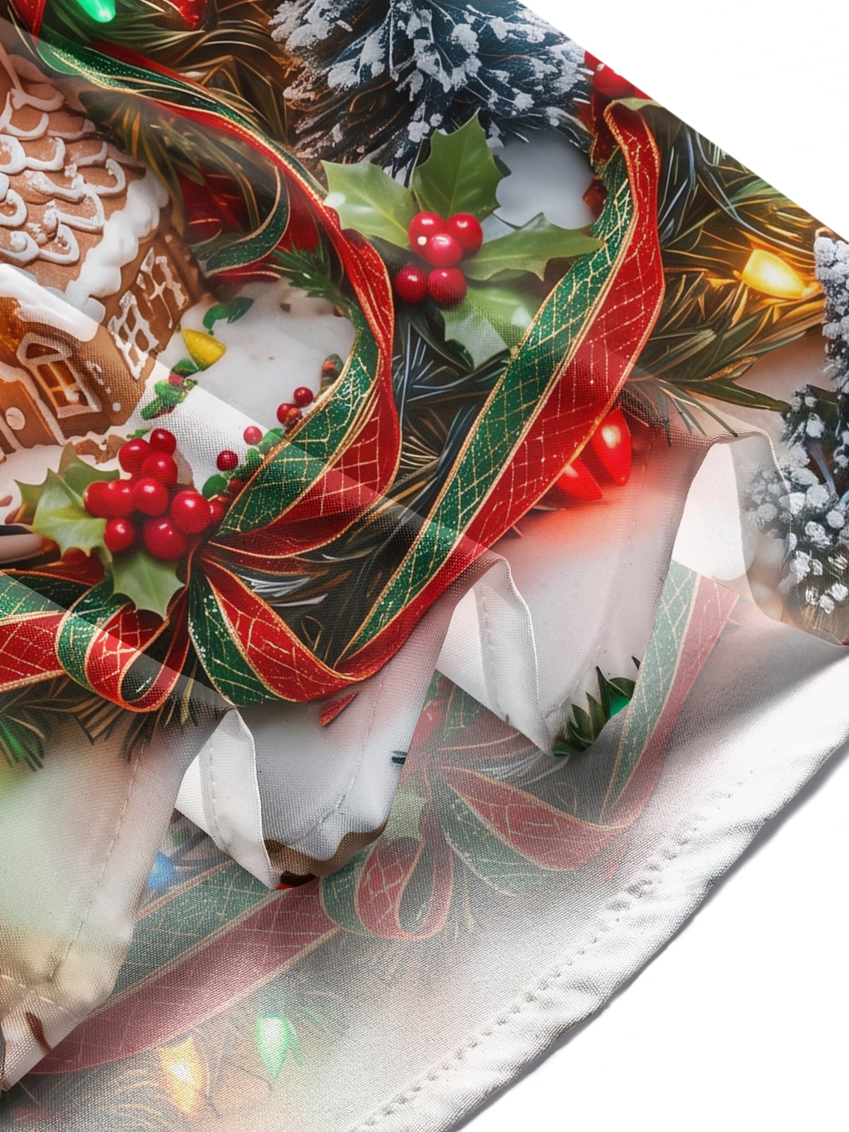 Oceanlyte Men's Gingerbread Houses And Christmas Trees Print Long Sleeve Shirt with Chest Pocket