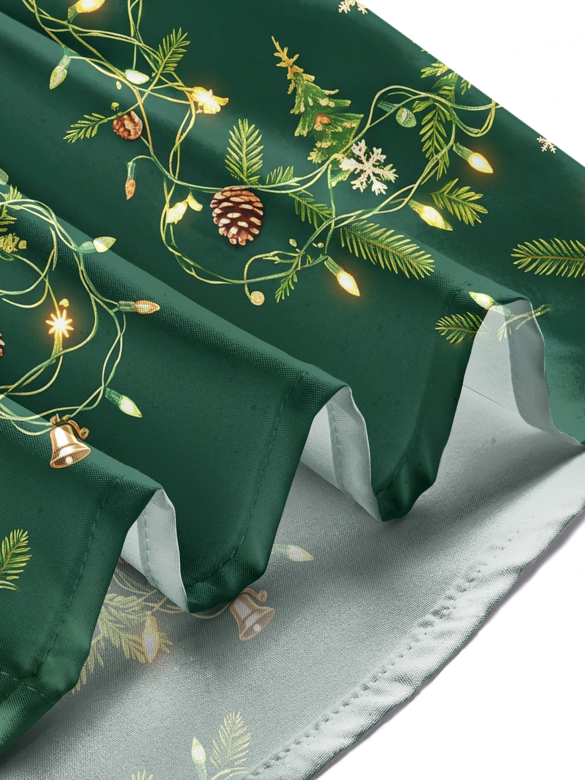 Oceanlyte Men's Christmas Light Strings And Pine Cones Print Long Sleeve Shirt with Chest Pocket