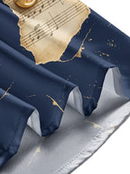 Oceanlyte Men's Long Sleeve Shirt - Vintage Sheet Music And Golden Treble Clefs Print with Chest Pocket