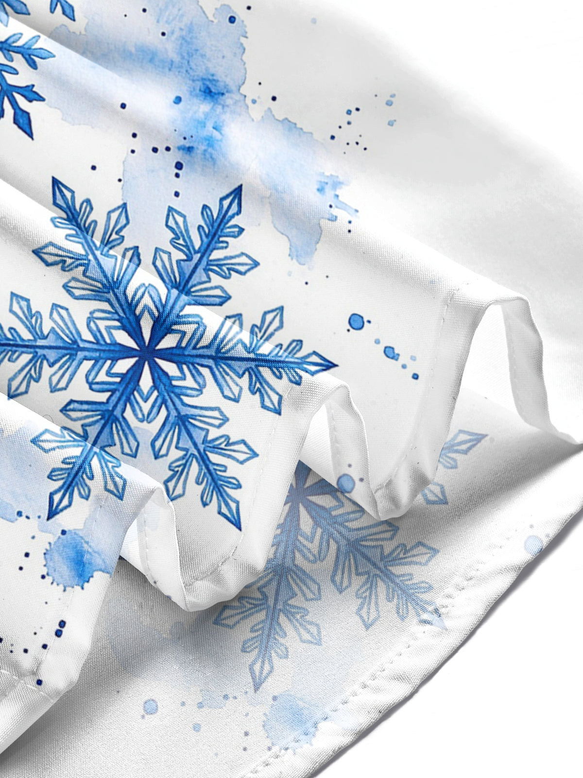 Oceanlyte Men's Blue Snowflakes With Watercolor Splashes Print Long Sleeve Shirt with Chest Pocket