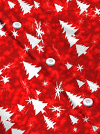 Oceanlyte Men's Printed Christmas Tree Print Snowflake Print Long Sleeve Shirt with Chest Pocket
