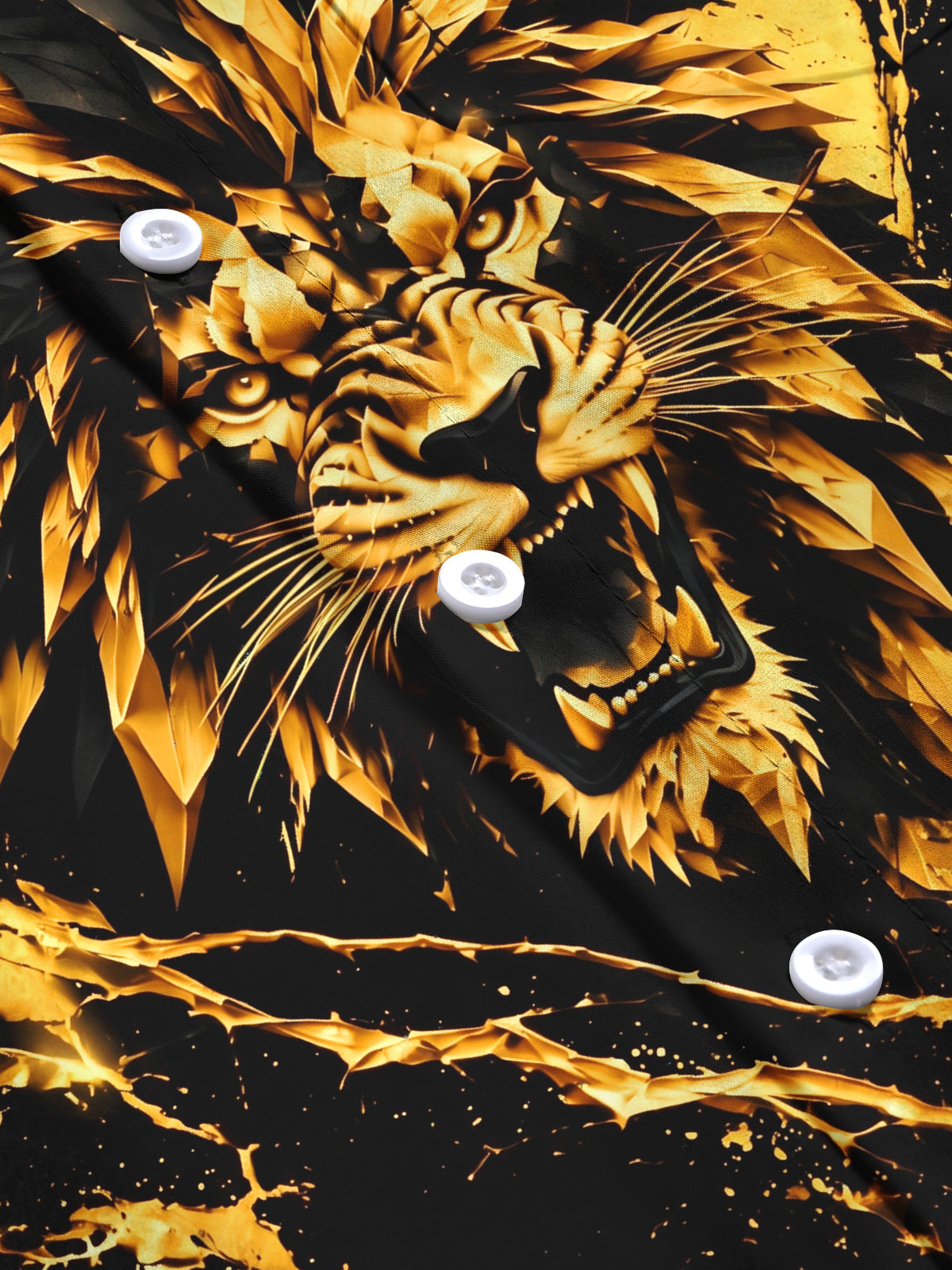 Oceanlyte Men's Graphic Geometric Lion Face Print Long Sleeve Shirt with Chest Pocket