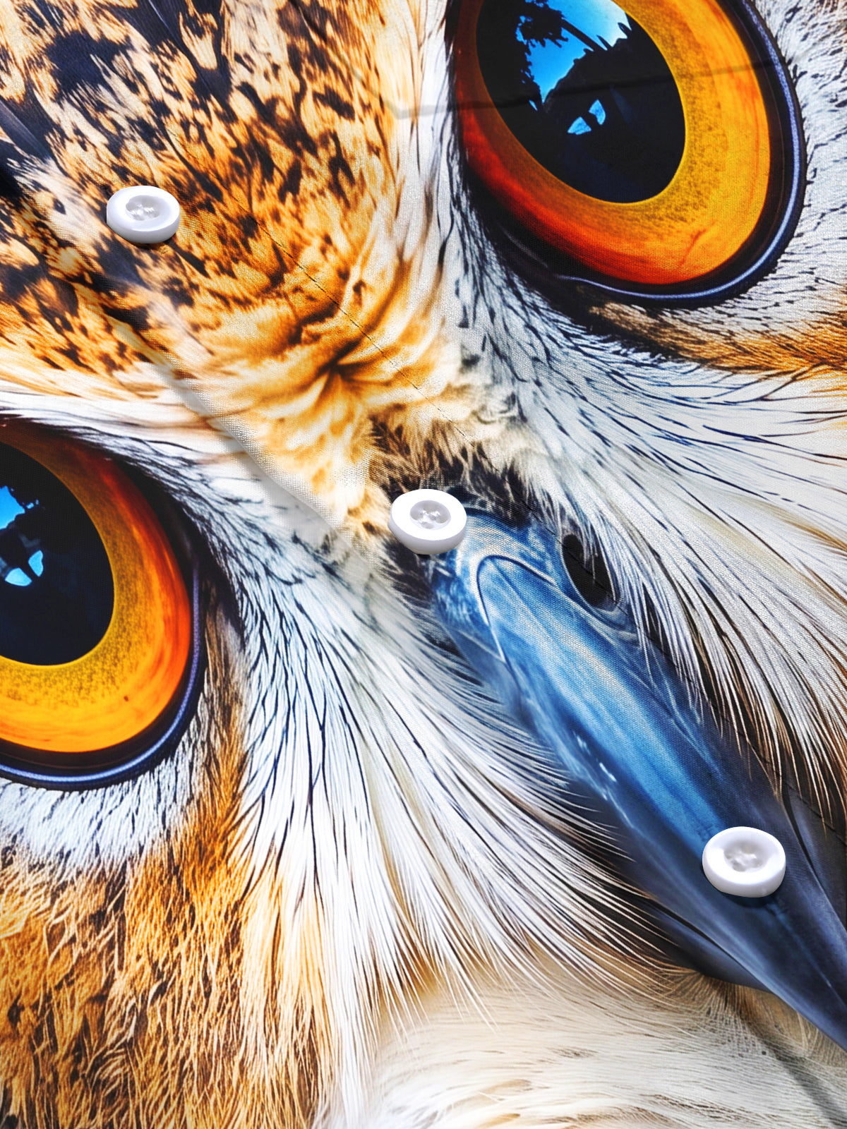 Oceanlyte Men's Graphic Owl Face Close-up Print Animal Print Long Sleeve Shirt with Chest Pocket