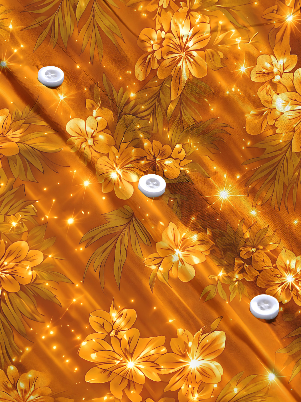 Oceanlyte Men's Golden Floral Leaves And Sparkles Print Long Sleeve Shirt with Chest Pocket