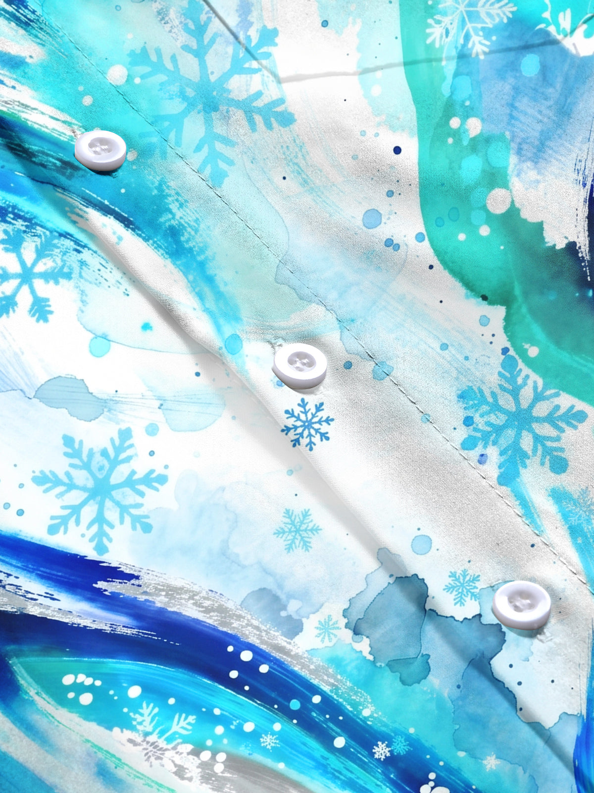 Oceanlyte Men's Abstract Watercolor Waves And Snowflakes Print Long Sleeve Shirt with Chest Pocket