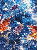 Oceanlyte Men's Printed Maple Leaves And Snowflakes Print Long Sleeve Shirt with Chest Pocket
