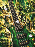 Oceanlyte Men's Printed Bass Guitar And Christmas Trees Print Long Sleeve Shirt with Chest Pocket