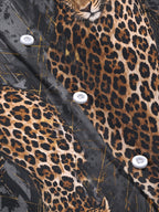 Oceanlyte Men's Printed Leopard Animal Print With Gold Accents Long Sleeve Shirt with Chest Pocket