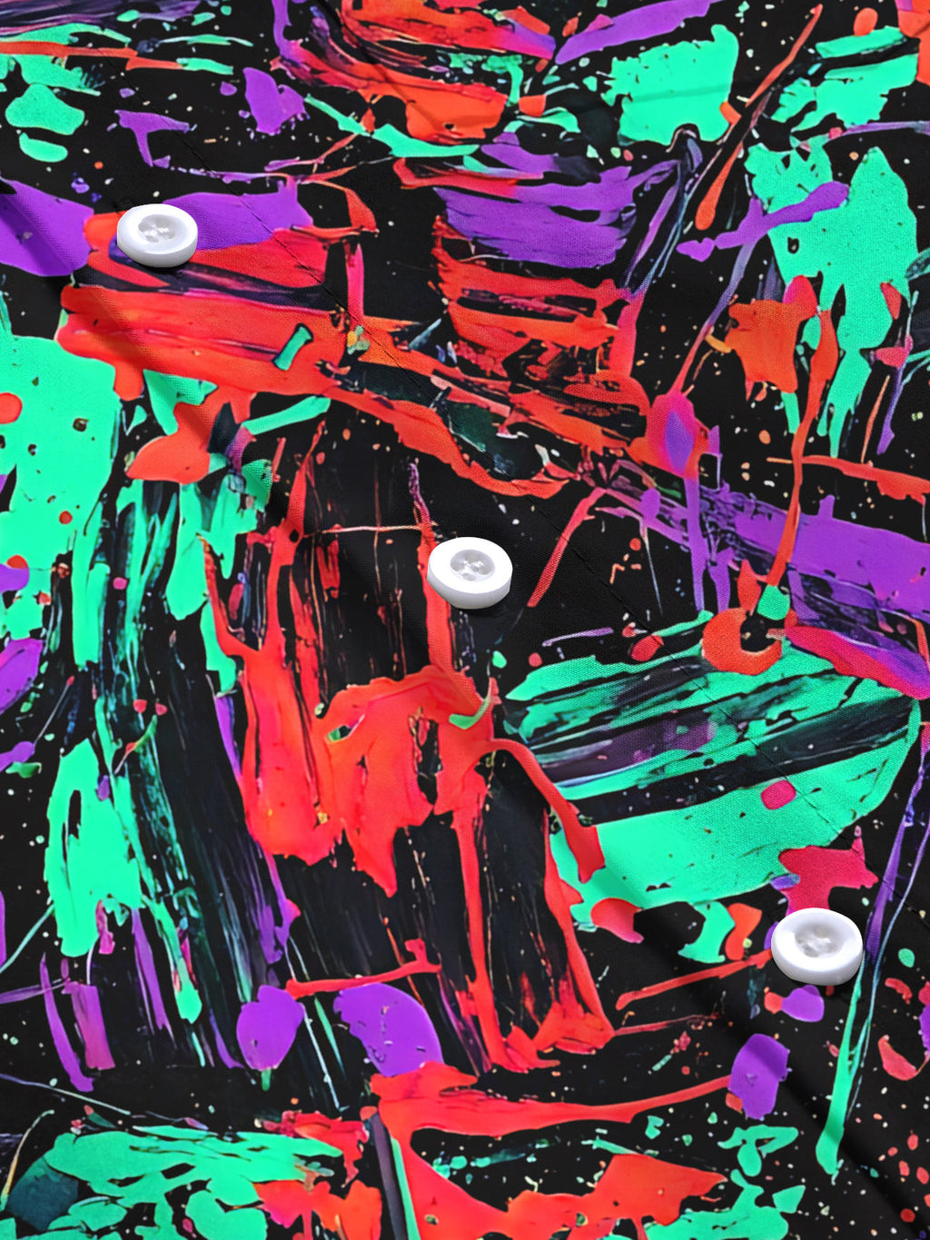 Oceanlyte Men's Long Sleeve Shirt - Abstract Colorful Paint Splatters And Brushstrokes Print with Chest Pocket