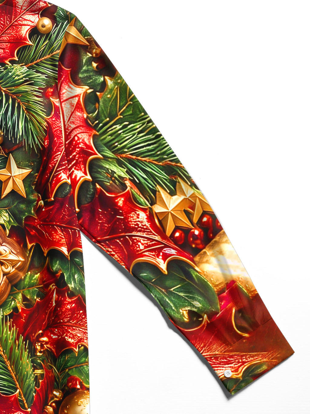 Oceanlyte Men's Long Sleeve Shirt - Christmas 3D Cross With Holly Leaves And Berries Print with Chest Pocket