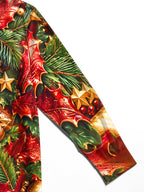 Oceanlyte Men's Long Sleeve Shirt - Christmas 3D Cross With Holly Leaves And Berries Print with Chest Pocket