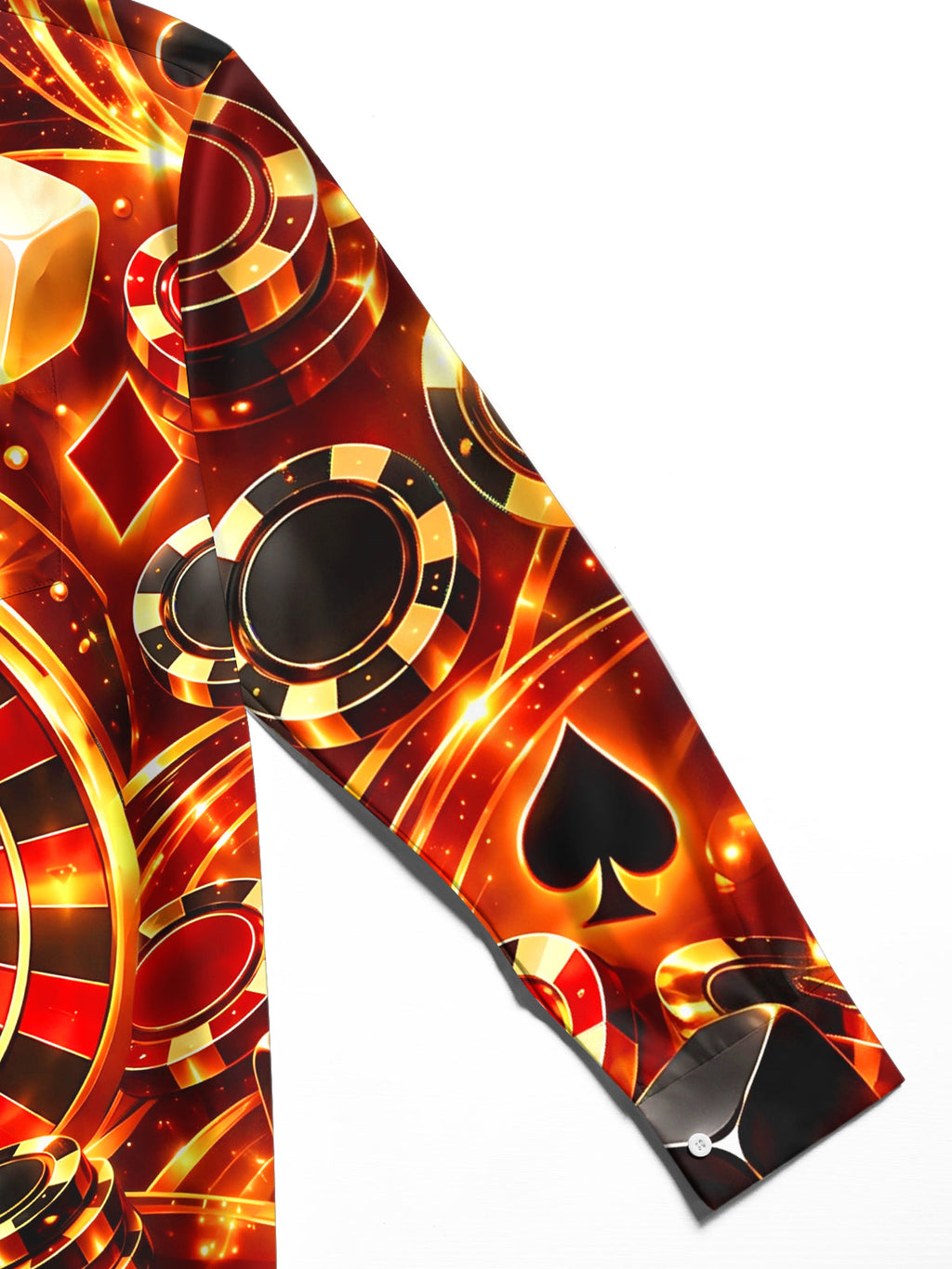 Oceanlyte Men's Roulette Wheel And Casino Elements Print Long Sleeve Shirt with Chest Pocket