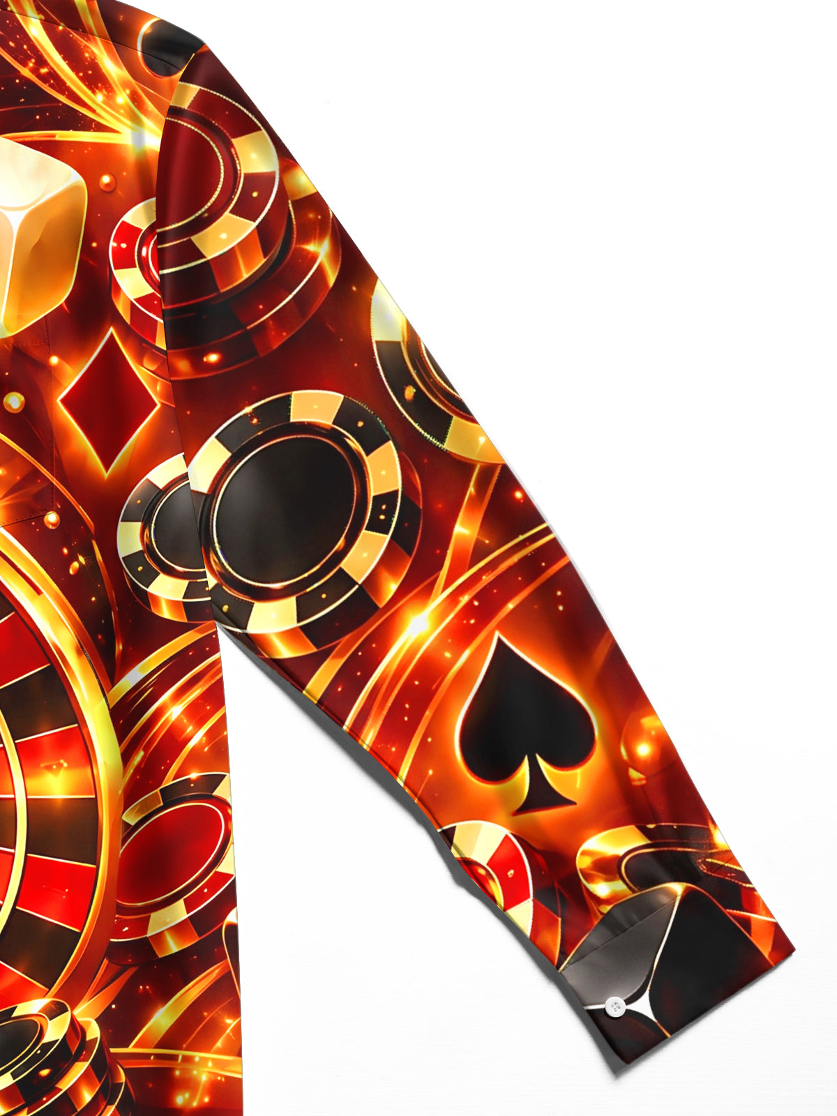 Oceanlyte Men's Roulette Wheel And Casino Elements Print Long Sleeve Shirt with Chest Pocket