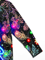 Oceanlyte Men's Graphic Neon Christmas Tree Print Long Sleeve Shirt with Chest Pocket