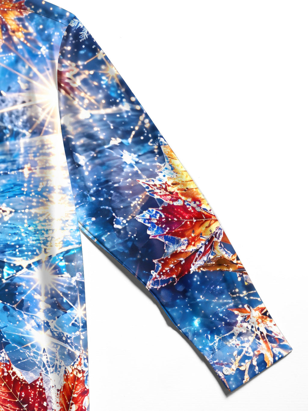 Oceanlyte Men's Printed Maple Leaves And Snowflakes Print Long Sleeve Shirt with Chest Pocket