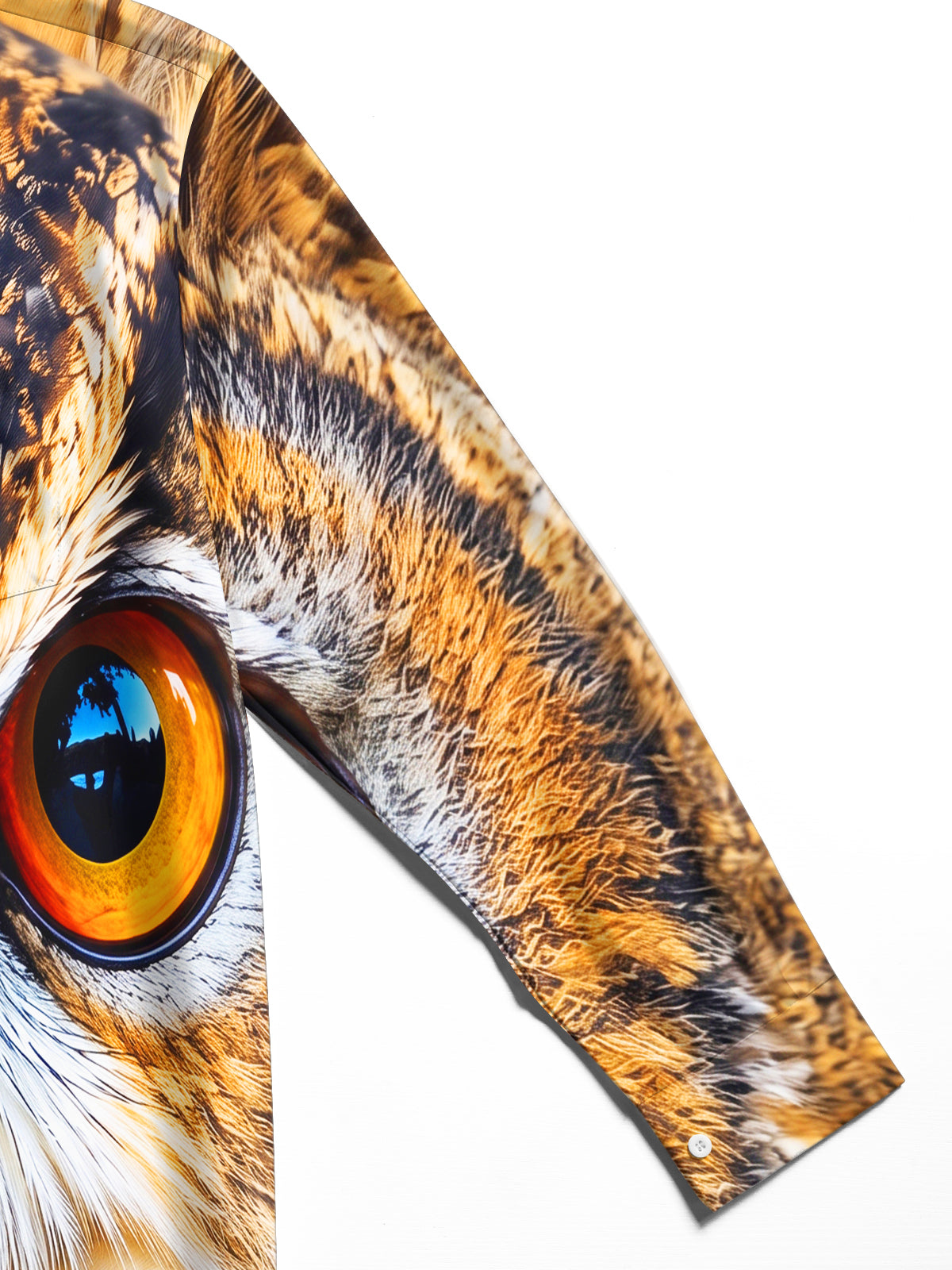 Oceanlyte Men's Graphic Owl Face Close-up Print Animal Print Long Sleeve Shirt with Chest Pocket