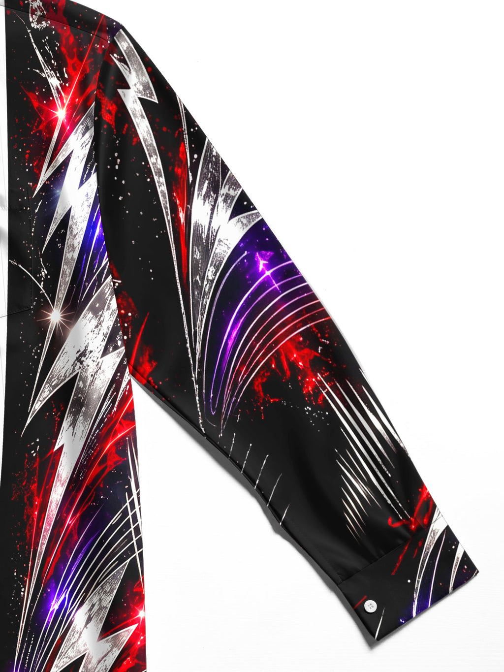 Oceanlyte Men's Abstract Lightning Bolts And Neon Sparks Print Long Sleeve Shirt with Chest Pocket
