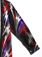 Oceanlyte Men's Abstract Lightning Bolts And Neon Sparks Print Long Sleeve Shirt with Chest Pocket