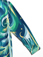 Oceanlyte Men's Long Sleeve Shirt - Aurora Borealis And Pine Trees With Icicles Print with Chest Pocket