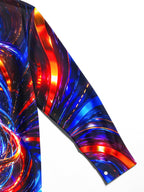 Oceanlyte Men's Abstract Neon Swirls And Geometric Gem Print Long Sleeve Shirt with Chest Pocket
