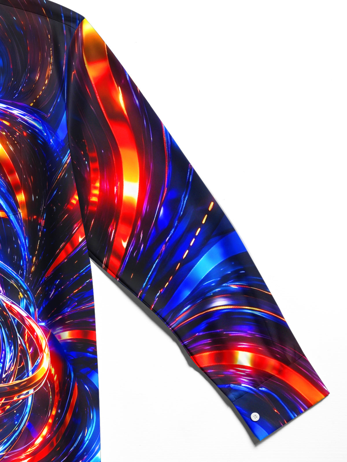Oceanlyte Men's Abstract Neon Swirls And Geometric Gem Print Long Sleeve Shirt with Chest Pocket