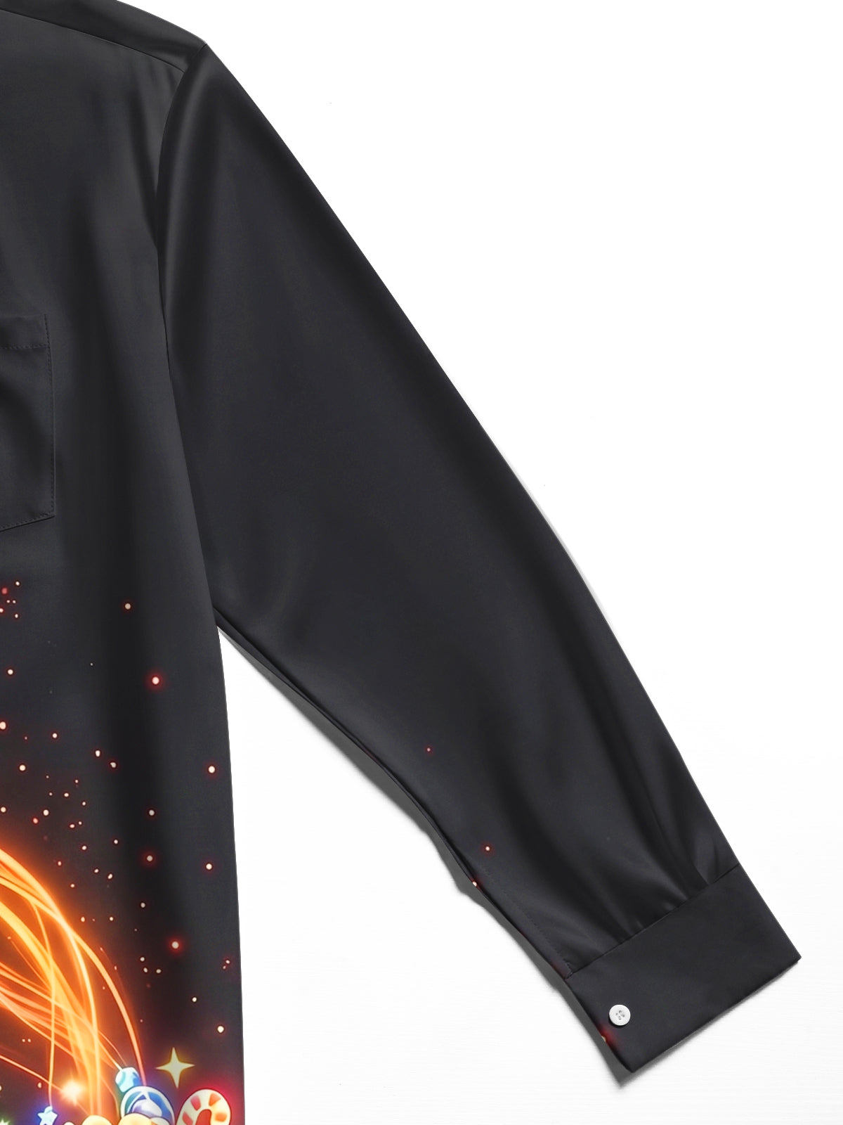 Oceanlyte Men's Graphic Neon Christmas Stocking Print Long Sleeve Shirt with Chest Pocket