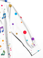 Oceanlyte Men's Retro Disco Balls And Musical Notes Print Long Sleeve Shirt with Chest Pocket