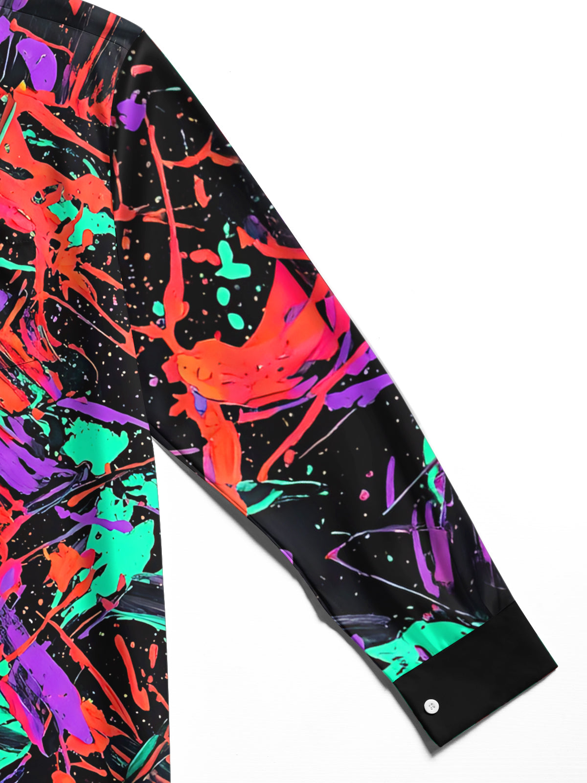 Oceanlyte Men's Long Sleeve Shirt - Abstract Colorful Paint Splatters And Brushstrokes Print with Chest Pocket