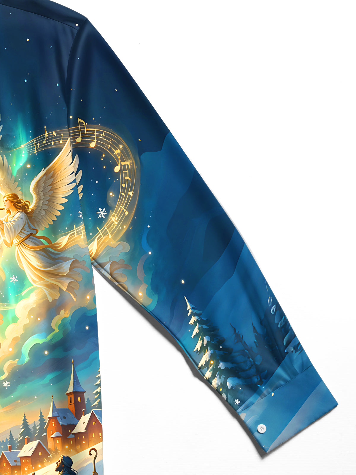 Oceanlyte Men's Long Sleeve Shirt - Christmas Angels And Shepherds With Sheep Print with Chest Pocket