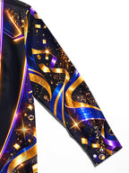 Oceanlyte Men's Long Sleeve Shirt - Gold And Blue Ribbons With Sparkles And Bubbles Print with Chest Pocket