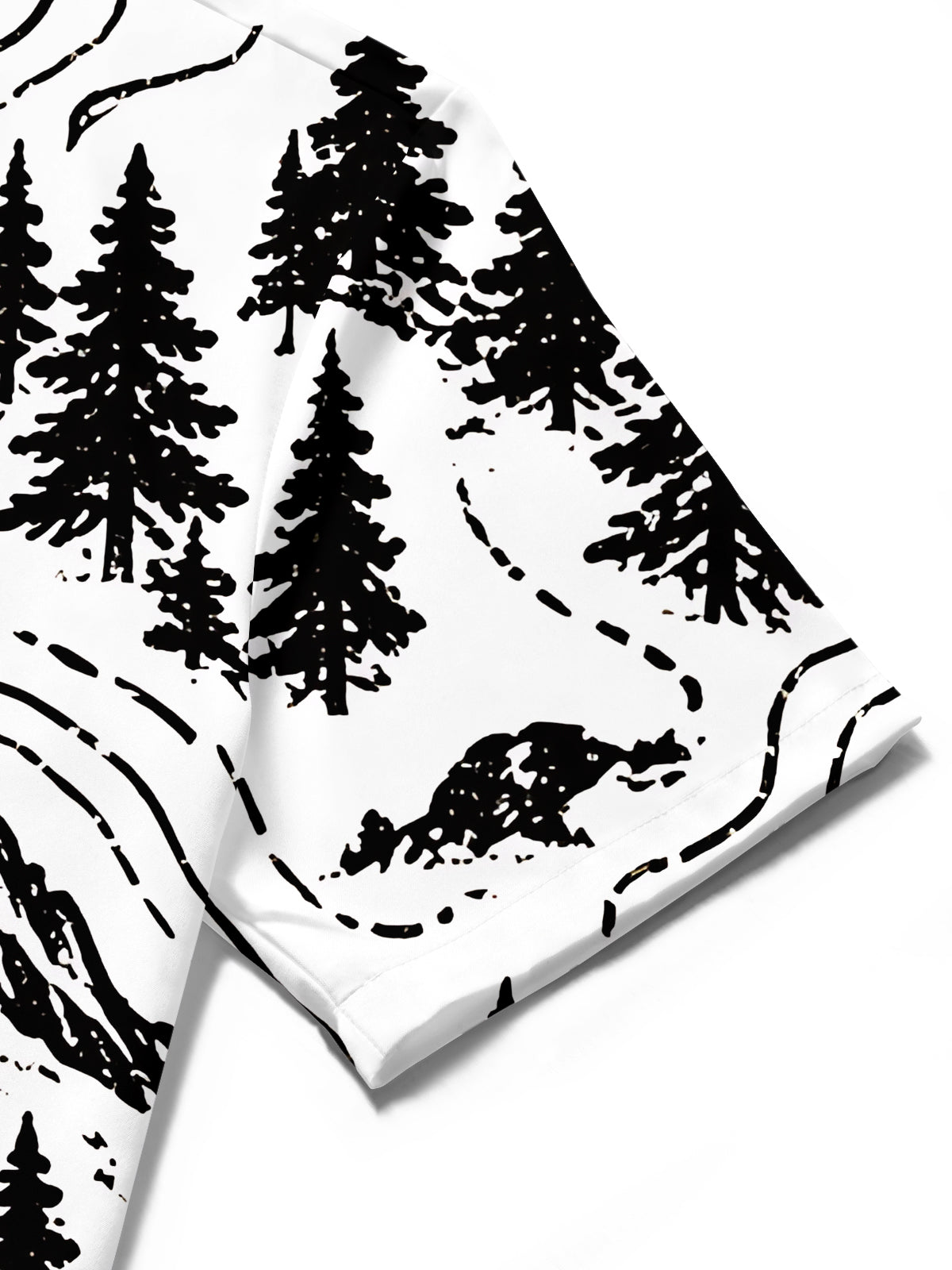 Oceanlyte Men's Short Sleeve Shirt - Mountain Landscape With Pine Trees And Topographic Lines Print with Chest Pocket