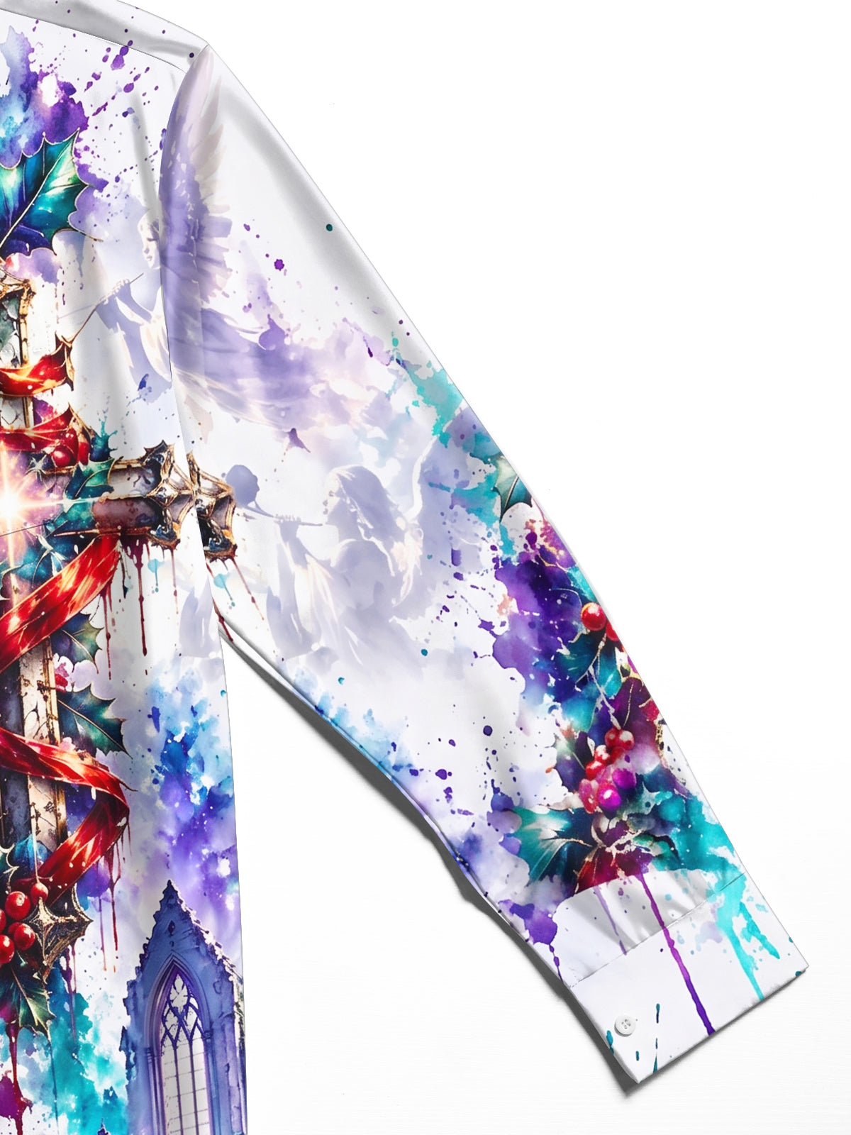 Oceanlyte Men's Graphic Christmas Cross And Angels Print Long Sleeve Shirt