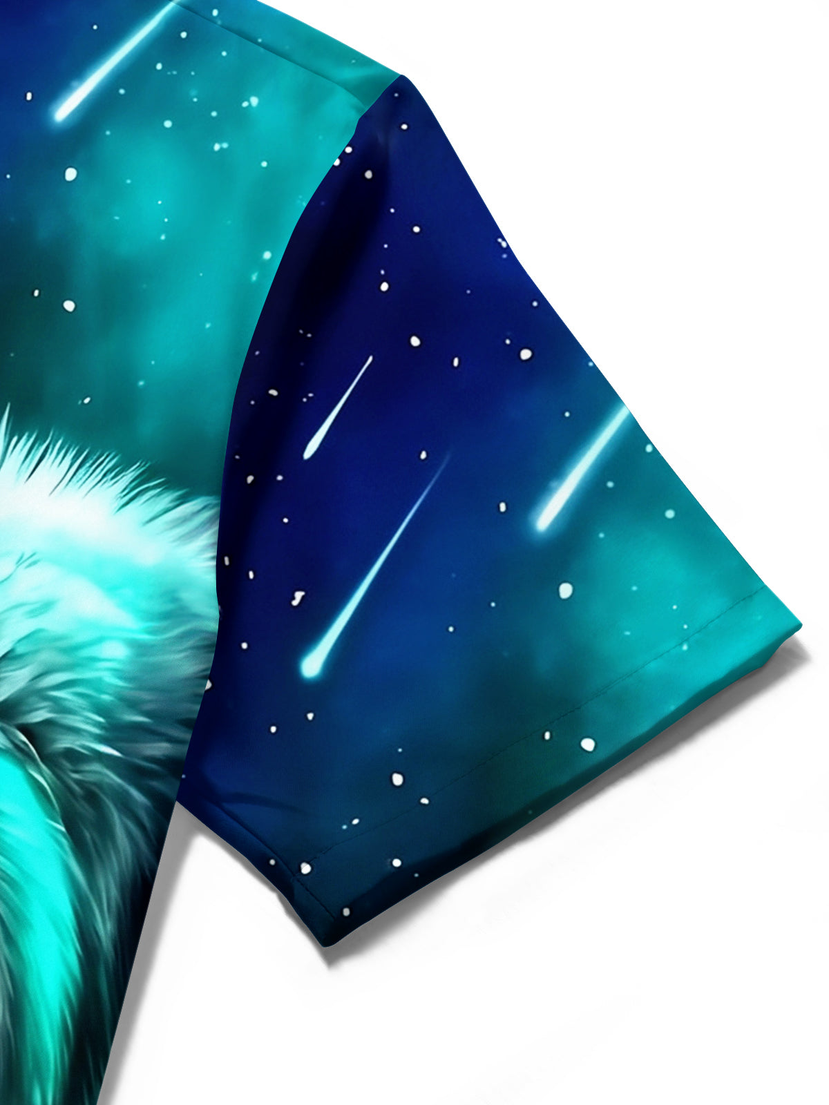 Oceanlyte Men's Graphic Wolf Head Print Starry Sky Print Short Sleeve Shirt with Chest Pocket