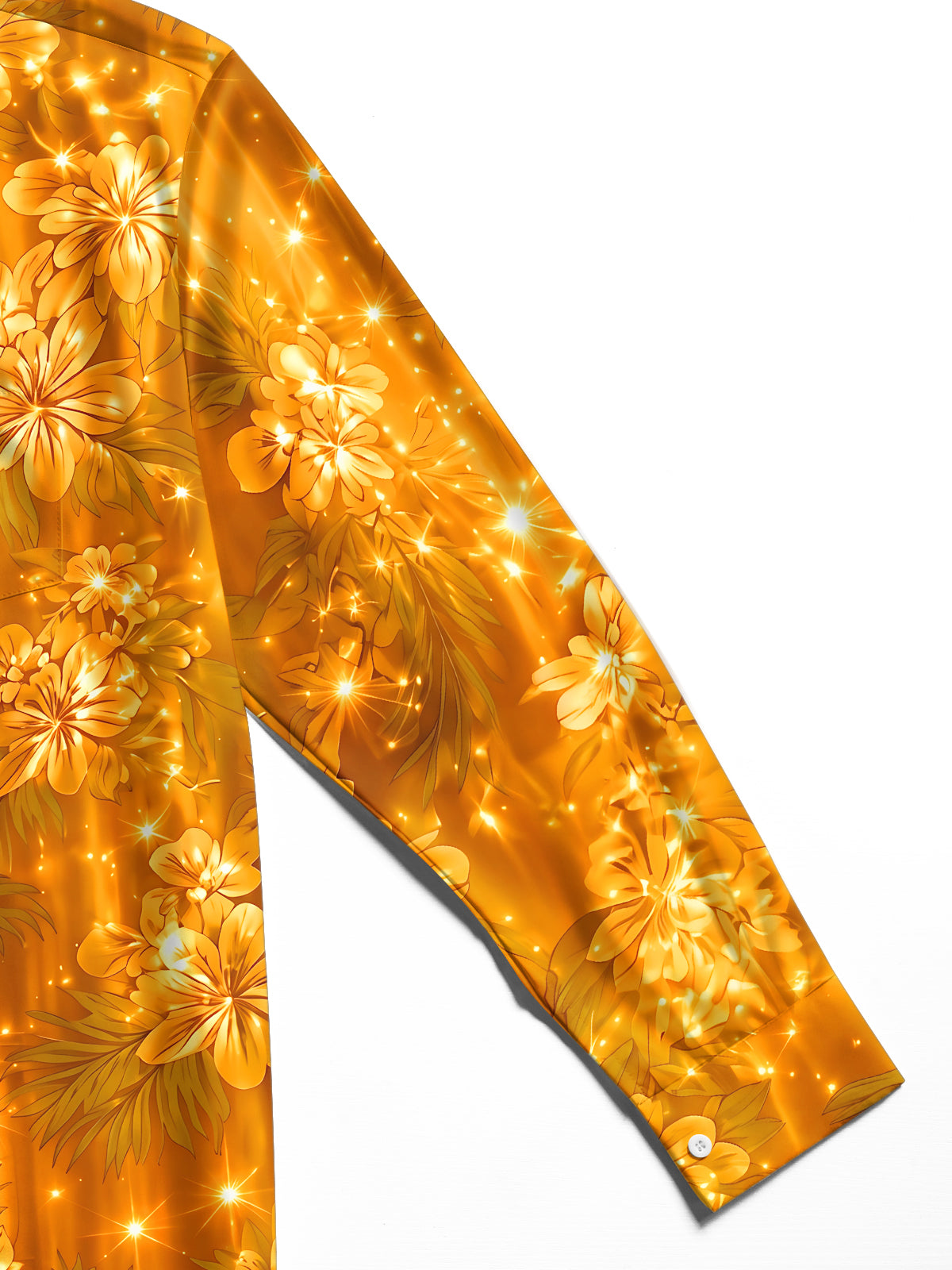 Oceanlyte Men's Golden Floral Leaves And Sparkles Print Long Sleeve Shirt with Chest Pocket