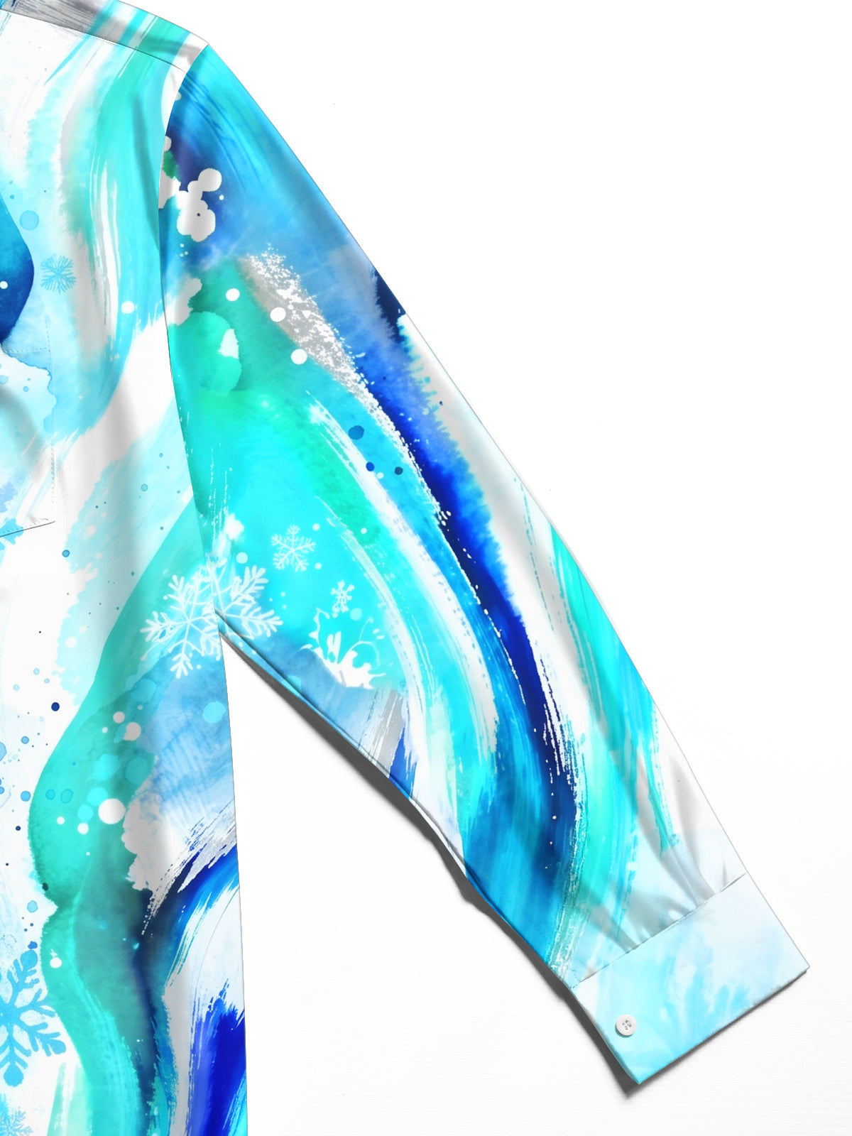 Oceanlyte Men's Abstract Watercolor Waves And Snowflakes Print Long Sleeve Shirt with Chest Pocket