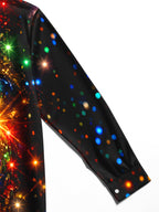 Oceanlyte Men's Printed Colorful Starburst Lights Print Long Sleeve Shirt with Chest Pocket