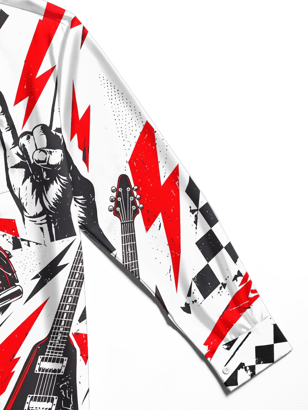 Oceanlyte Men's Graphic Motorcycle Print Electric Guitar Print Long Sleeve Shirt with Chest Pocket