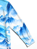 Oceanlyte Men's Printed Snowy Mountains And Pine Forest Print Long Sleeve Shirt with Chest Pocket