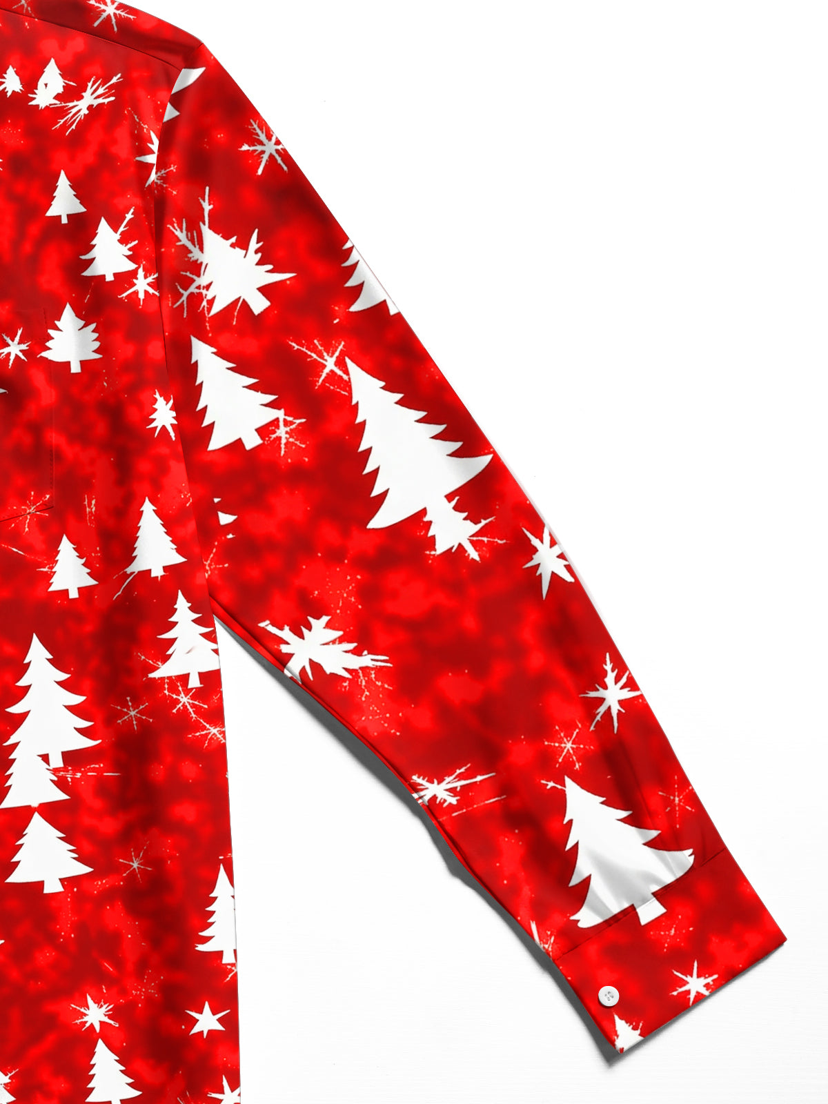 Oceanlyte Men's Printed Christmas Tree Print Snowflake Print Long Sleeve Shirt with Chest Pocket