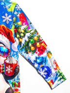 Oceanlyte Men's Long Sleeve Shirt - Christmas Penguin With Santa Hat And Sunglasses Print with Chest Pocket