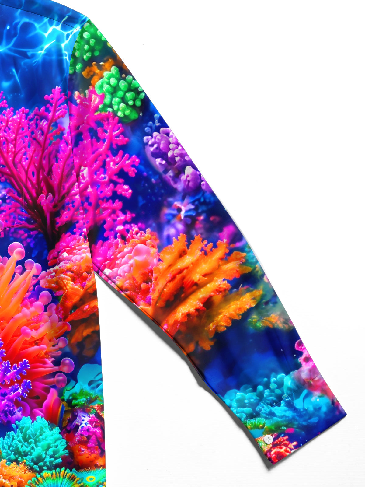 Oceanlyte Men's Coral Reef And Sea Anemones Print Long Sleeve Shirt with Chest Pocket