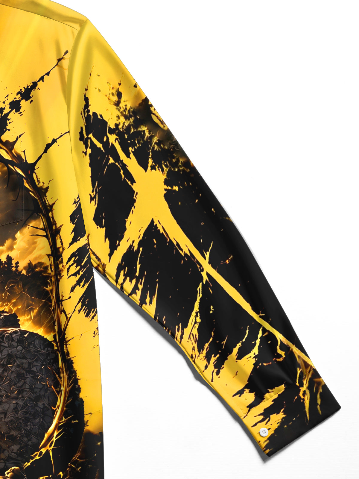 Oceanlyte Men's Long Sleeve Shirt - Easter Resurrection Scene With Three Crosses And Open Tomb Print with Chest Pocket