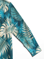 Oceanlyte Men's Hawaiian Tropical Leaf Print Long Sleeve Shirt with Chest Pocket